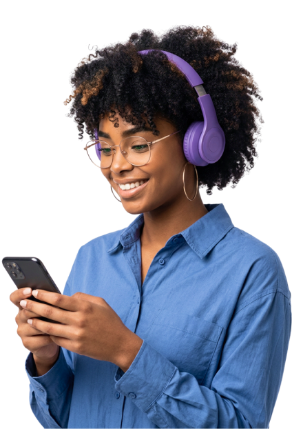 Mulher usando fone